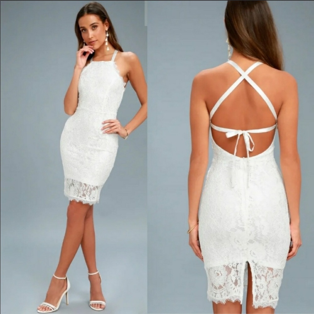 NWT Lulu’s White Wishful Wanderings Lace Dress
